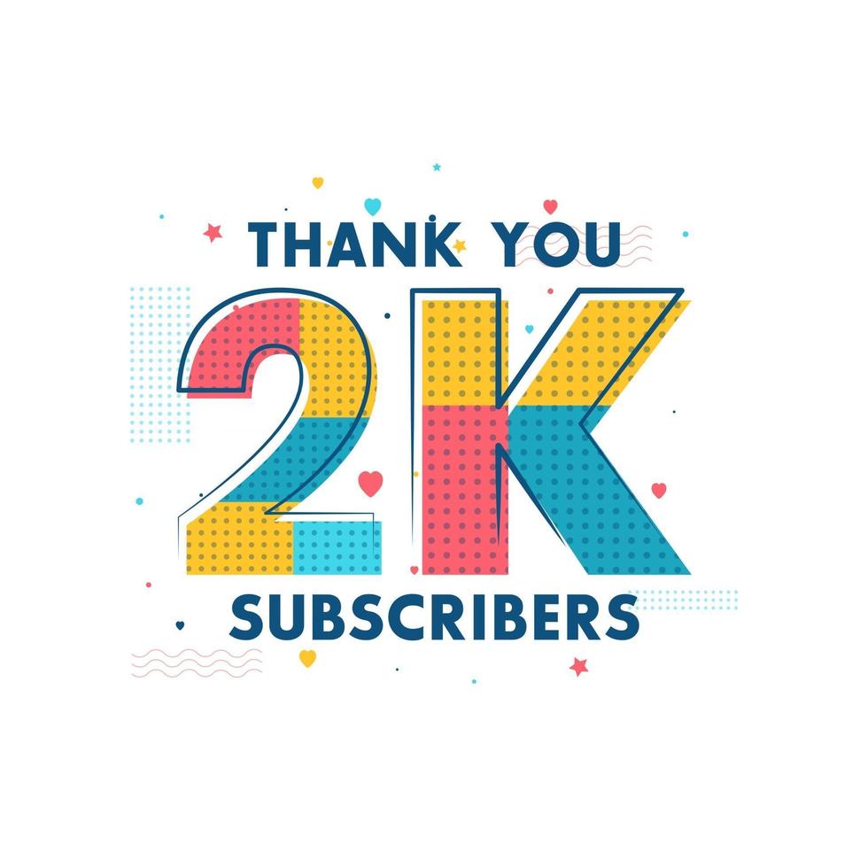 Thank you 2k Subscribers celebration Greeting card for 2000 social Subscribers vector