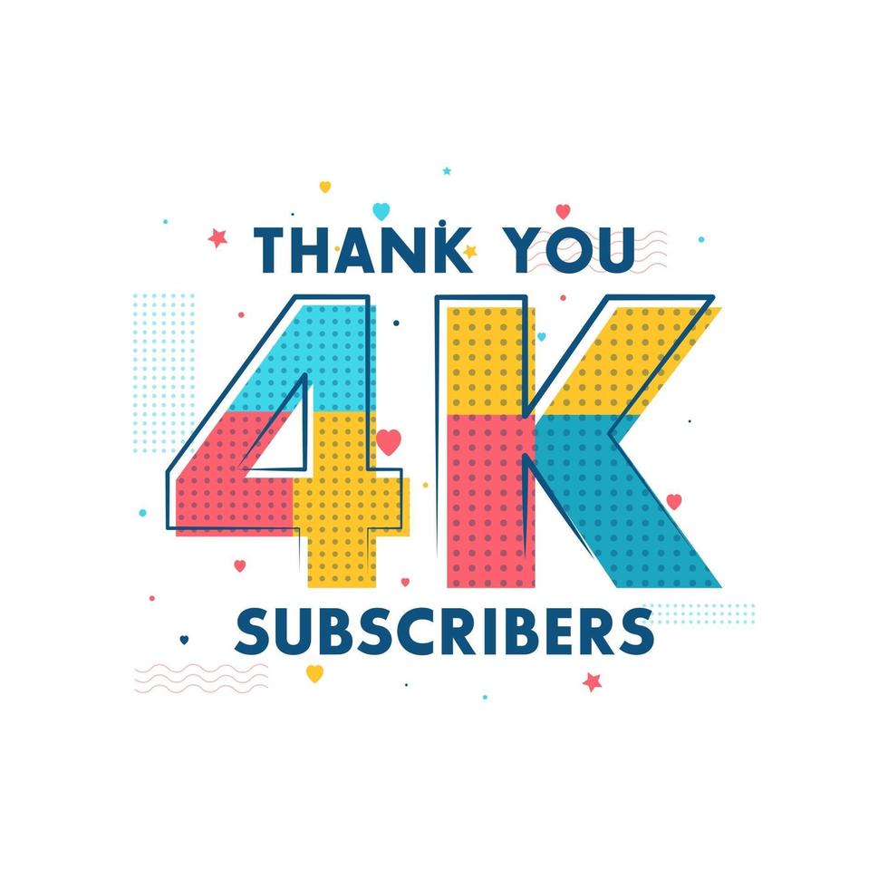 Thank you 4k Subscribers celebration Greeting card for 4000 social Subscribers vector