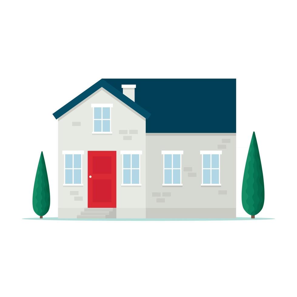 Cute small house with trees vector