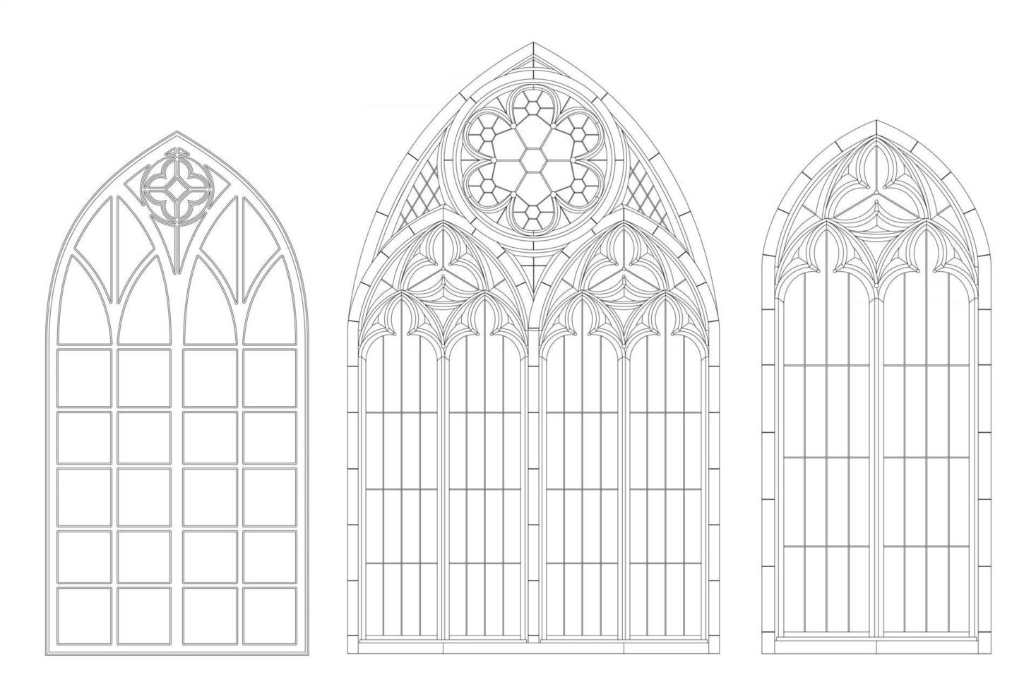 Gothic medieval stained glass window vector