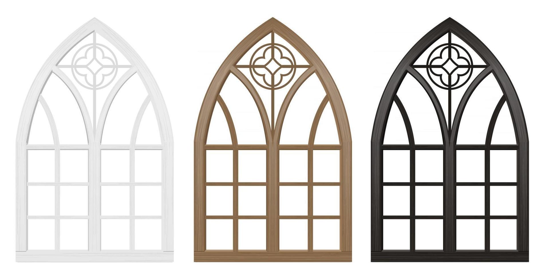 Gothic medieval stained glass window vector