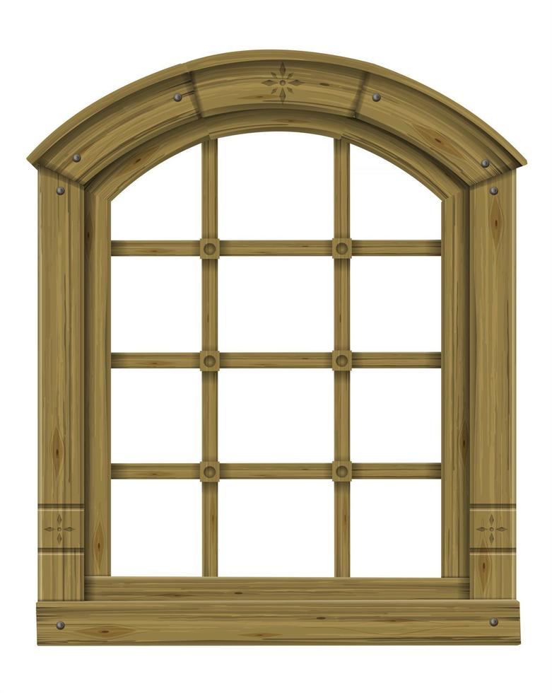 ventana arqueada clásica de madera vector