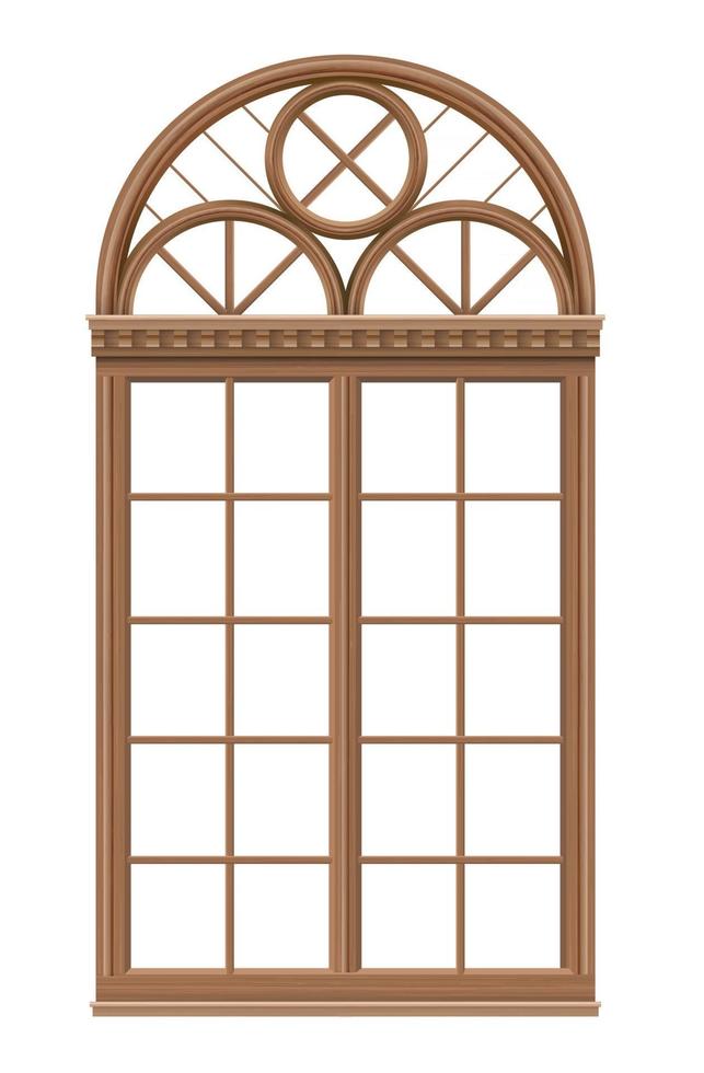 ventana arqueada clásica de madera vector