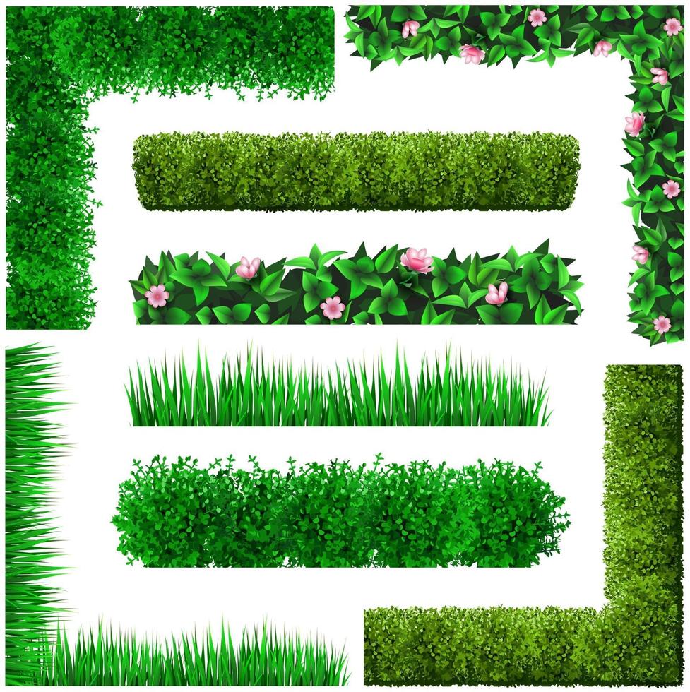 Set of green floral frames from leaves vector