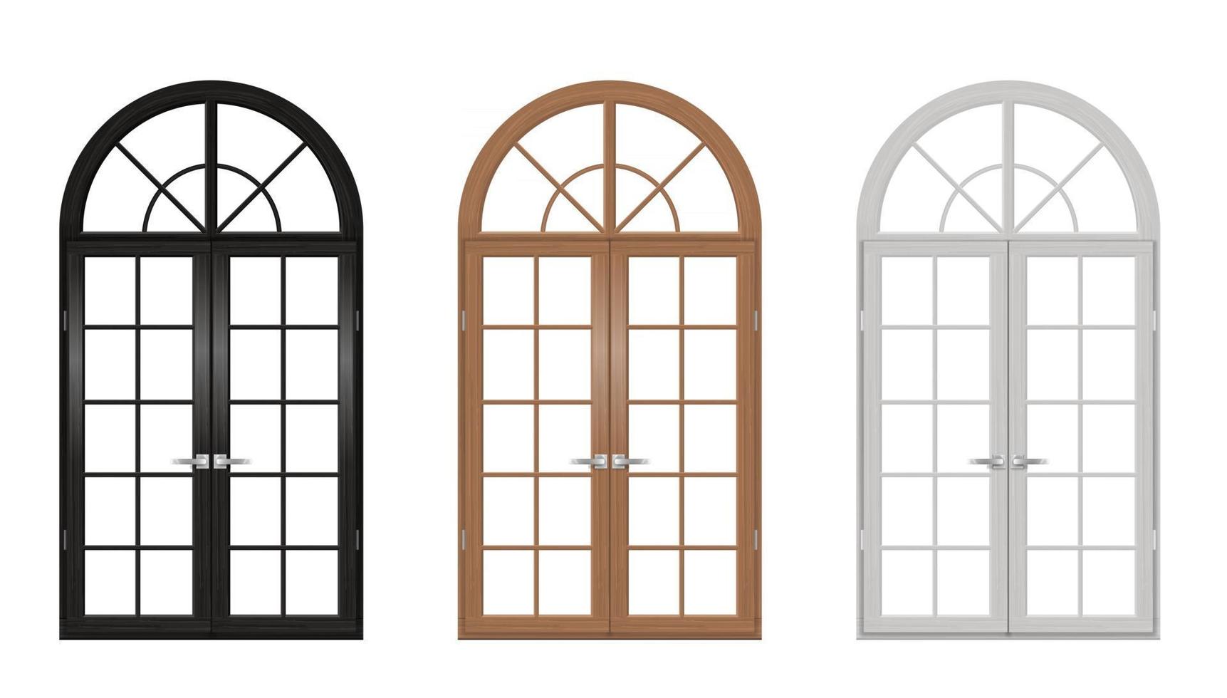 ventana arqueada clásica de madera vector