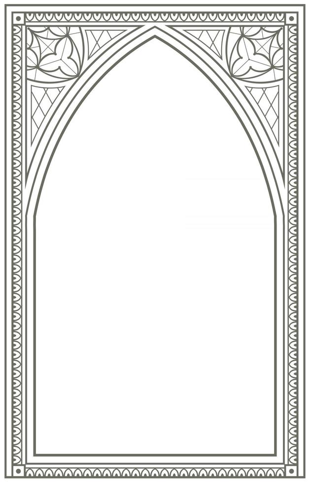 Gothic medieval stained glass window vector