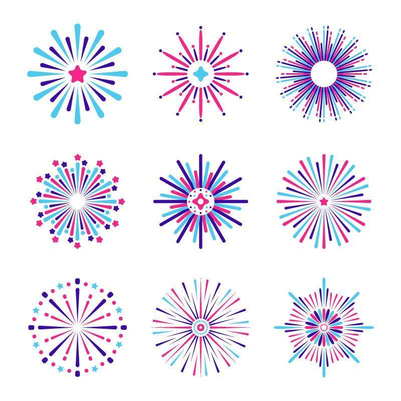Minimalist Fireworks Icon Collection vector