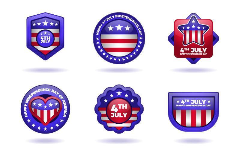 4 de julio colección de insignias del día de la independencia de américa vector