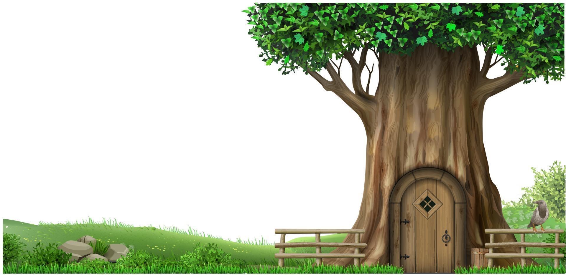 Fantastic fantastic landscape with a tree house vector