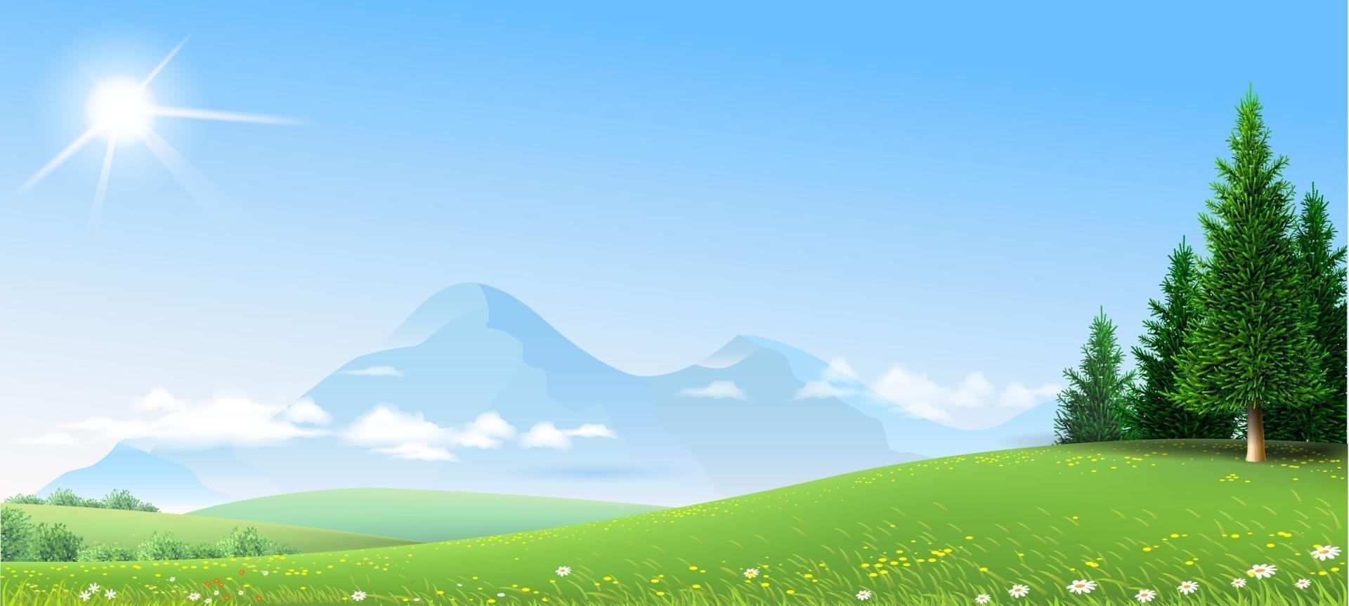 Landscape green hills mountains forest vector