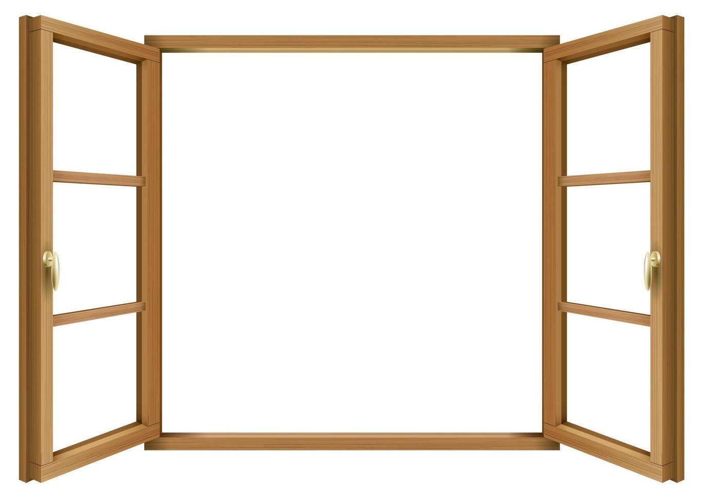 Classic wooden open window vector