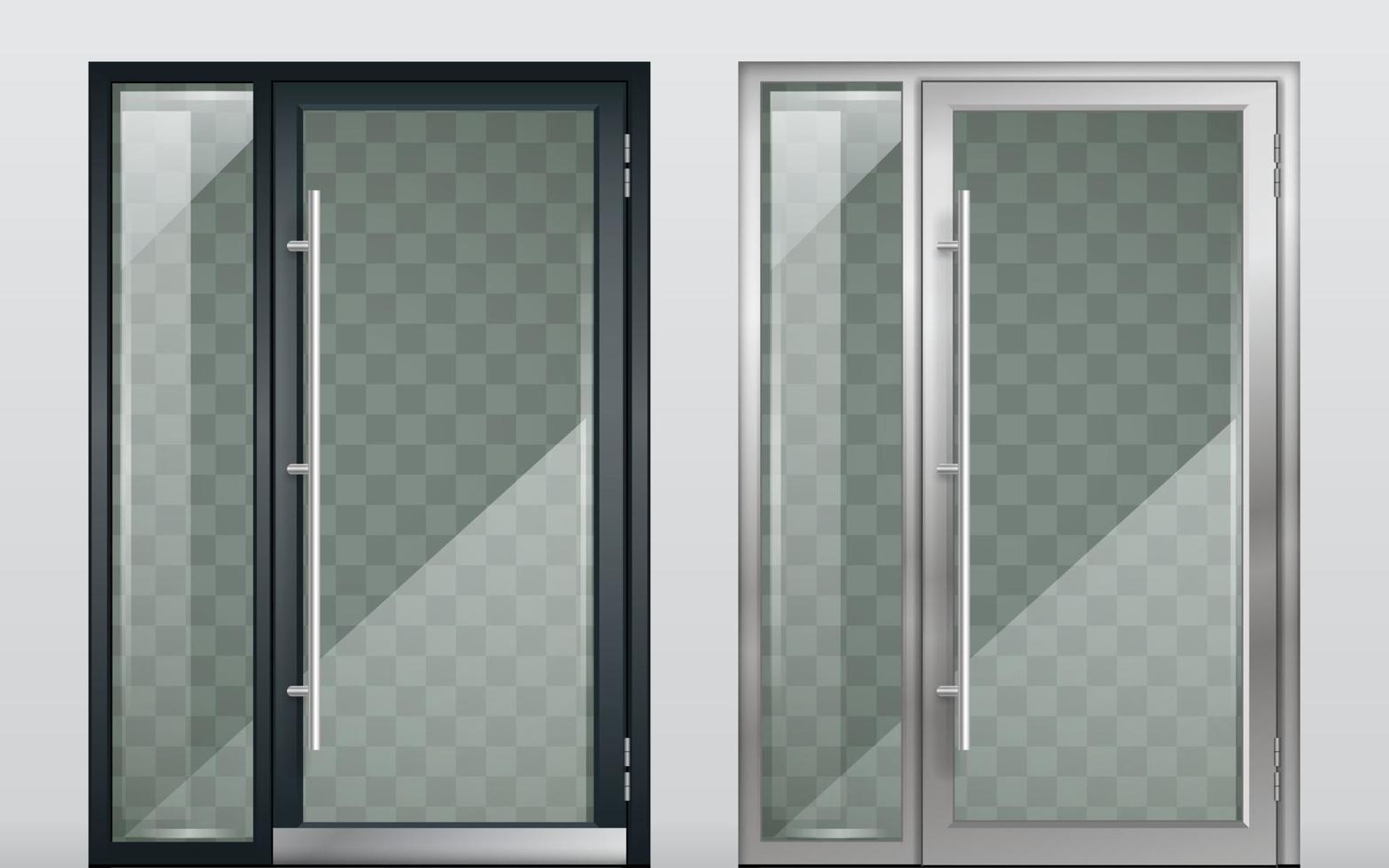 modern glass entrance doors set vector