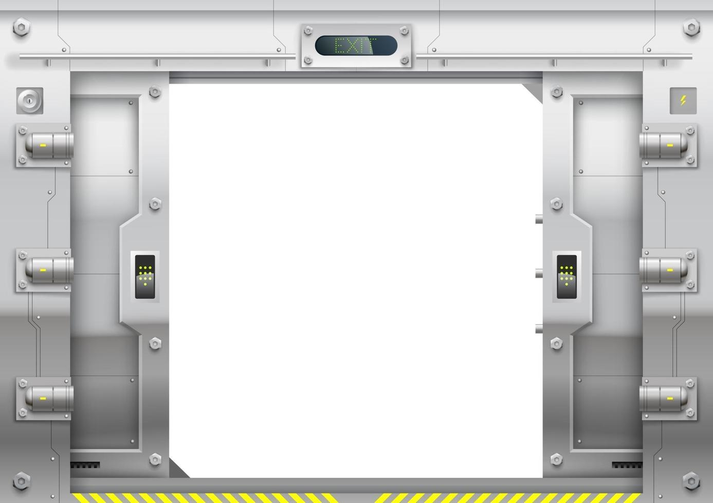 Sliding metal elevator or gateway with sliding doors vector