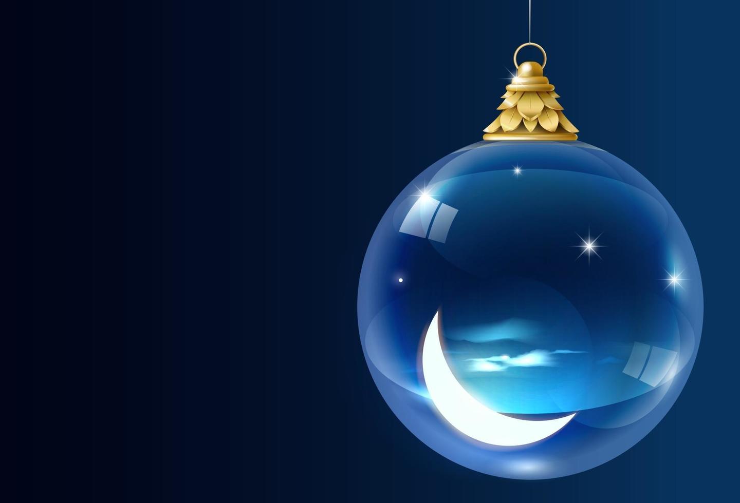 adorno de cristal navideño con luna vector