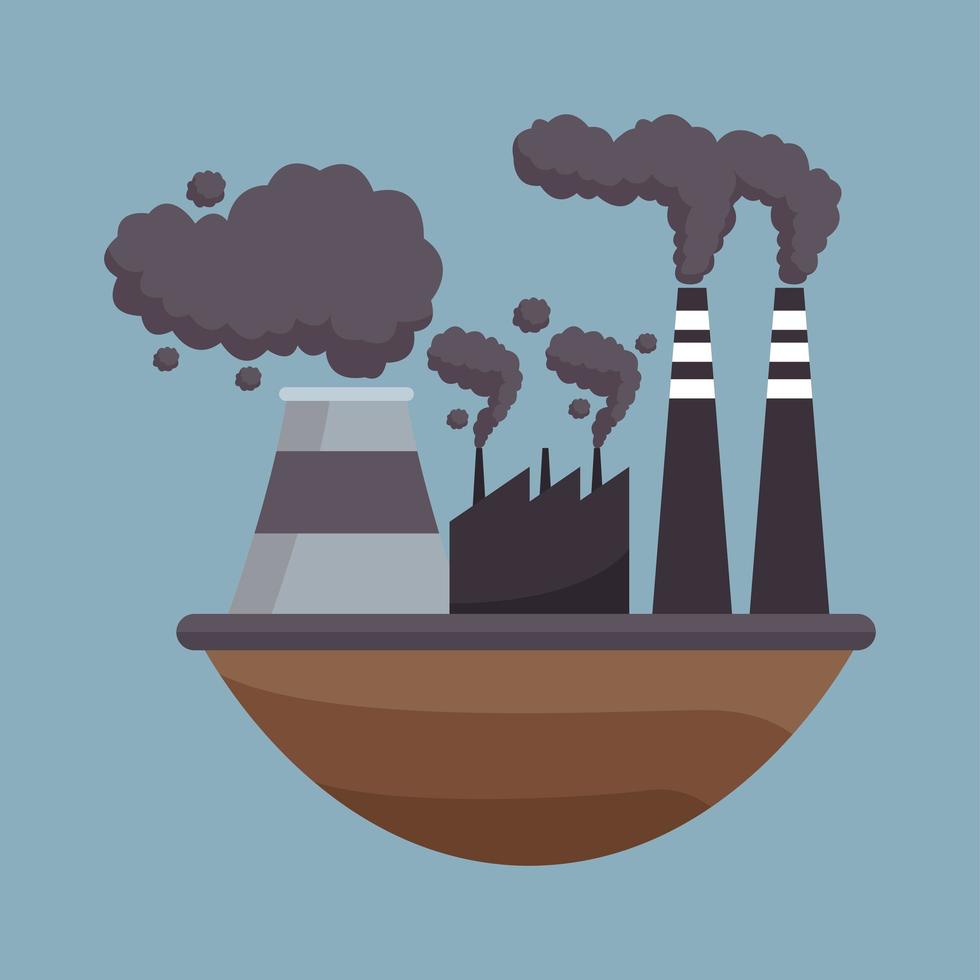 save the world environmental poster with factory polluting vector