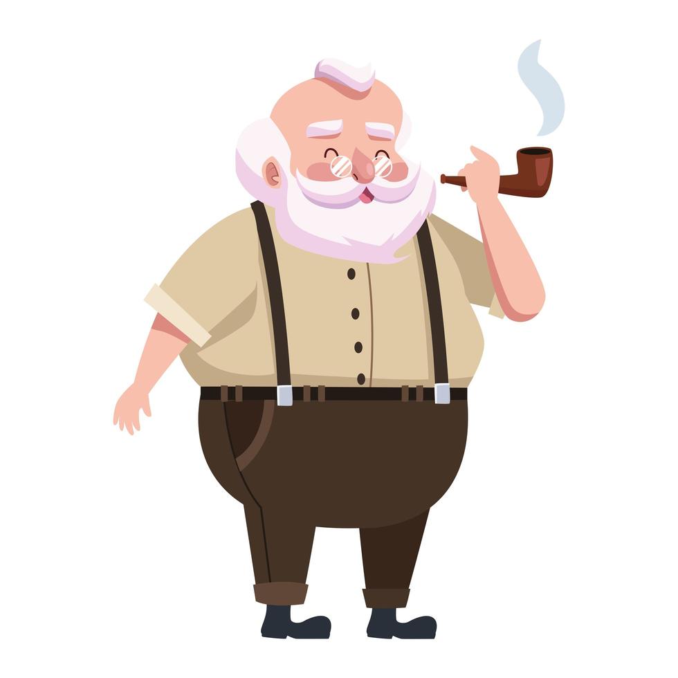 cute santa claus smoking pipe character vector