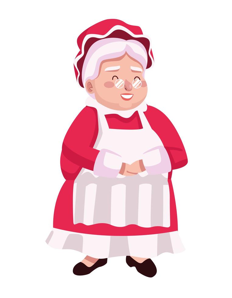 cute santa claus wife character vector