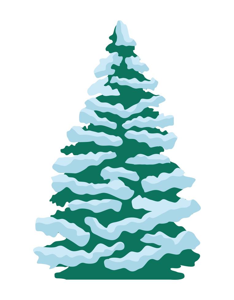happy merry christmas pine tree with snow vector