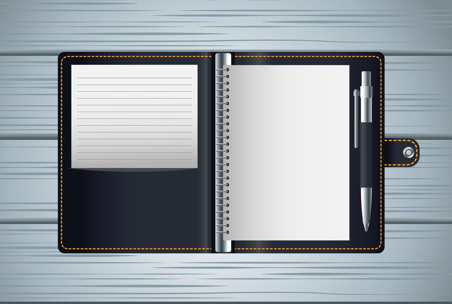 icono de maqueta negra de agenda de cuaderno vector