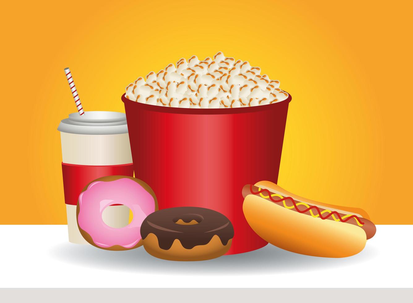 delicious pop corn and fast food icons vector