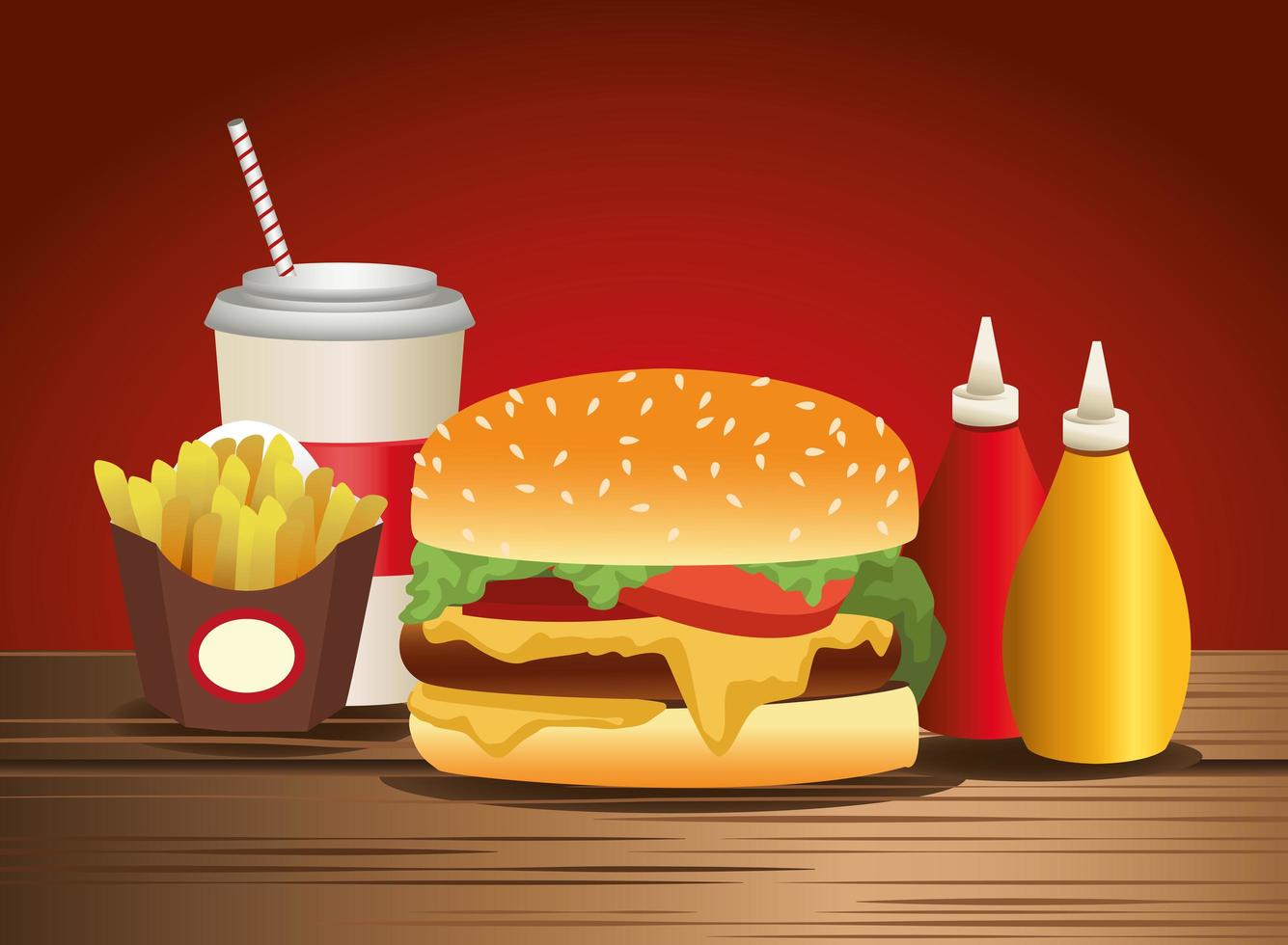 deliciosos iconos de hamburguesas y comida rápida vector