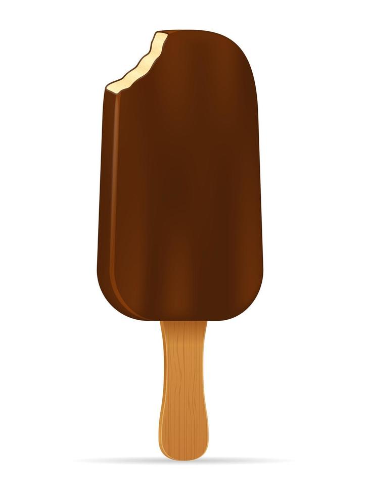 helado en glaseado de chocolate en la ilustración de vector de stock de palo aislado sobre fondo blanco