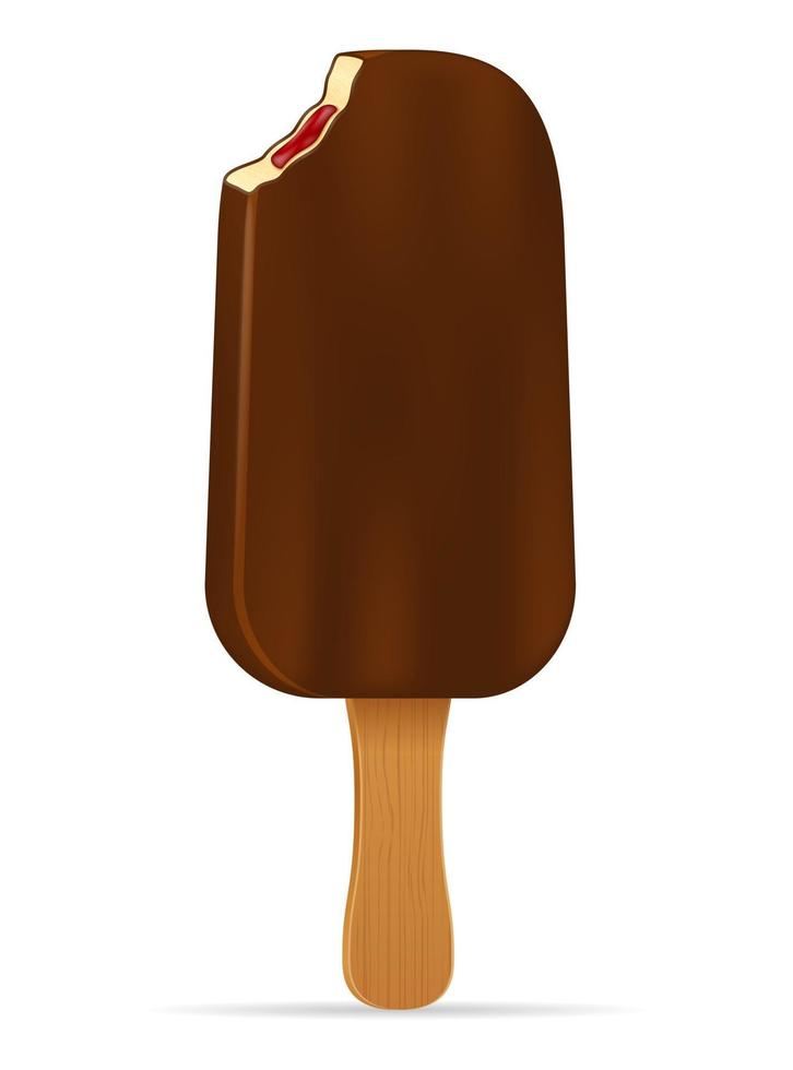 helado en glaseado de chocolate en la ilustración de vector de stock de palo aislado sobre fondo blanco