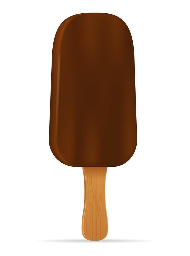 helado en glaseado de chocolate en la ilustración de vector de stock de palo aislado sobre fondo blanco