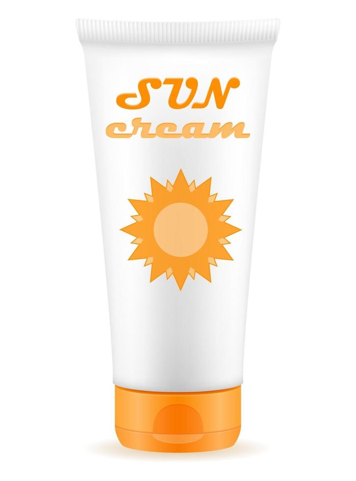 sun cream lotion sunblock suntan in a plastic container packaging stock vector illustration isolated on white background