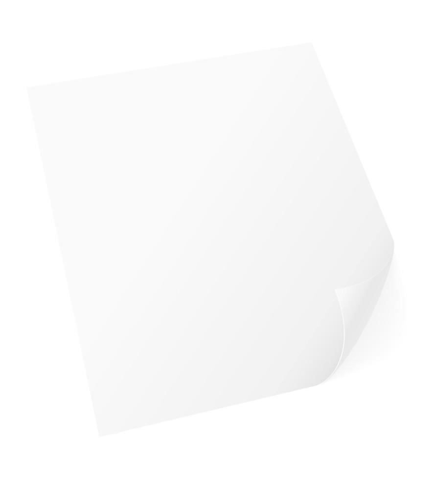 hoja de papel con esquinas dobladas stock vector ilustración aislada sobre fondo blanco