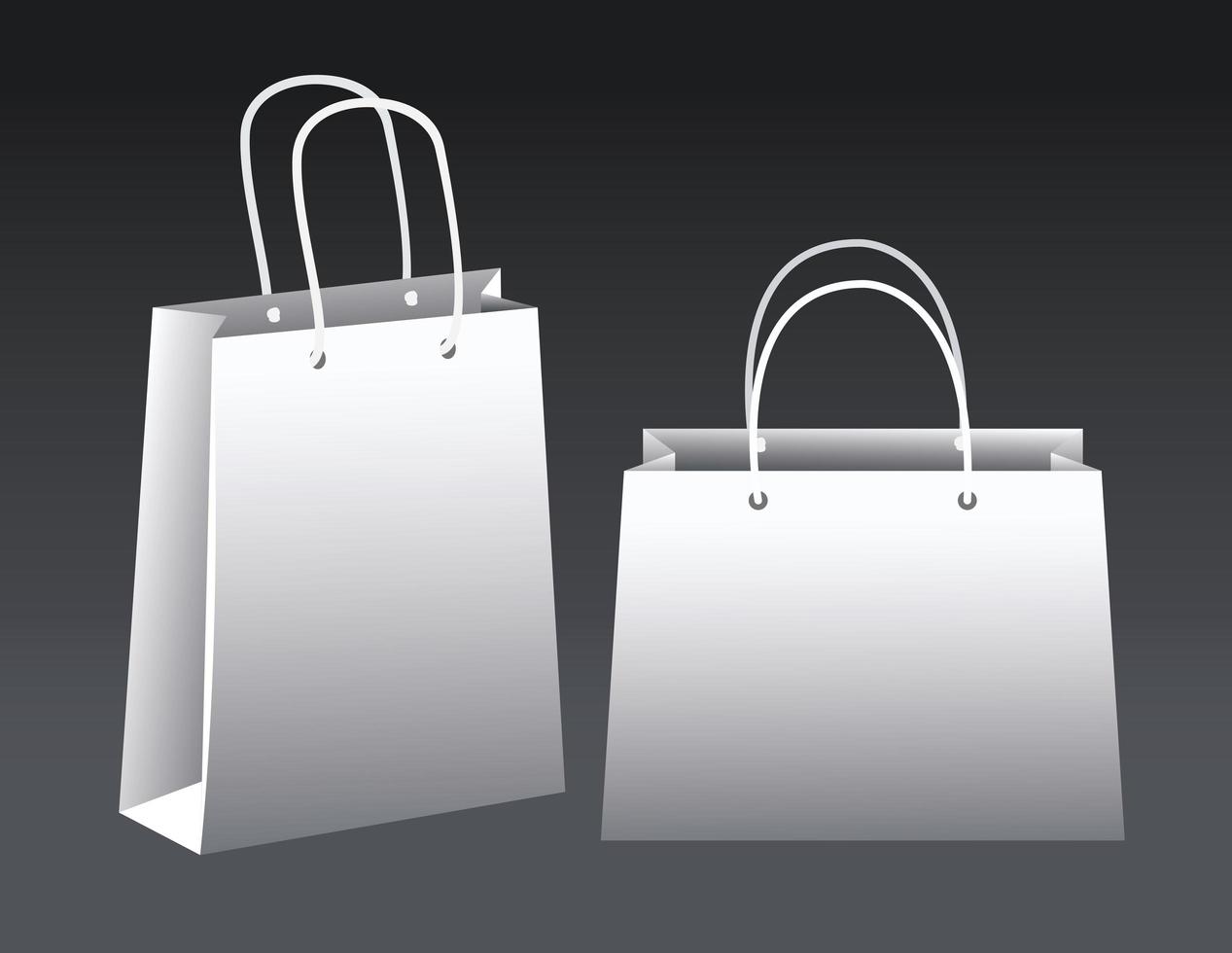bolsas de compras blancas iconos de maqueta de papel vector