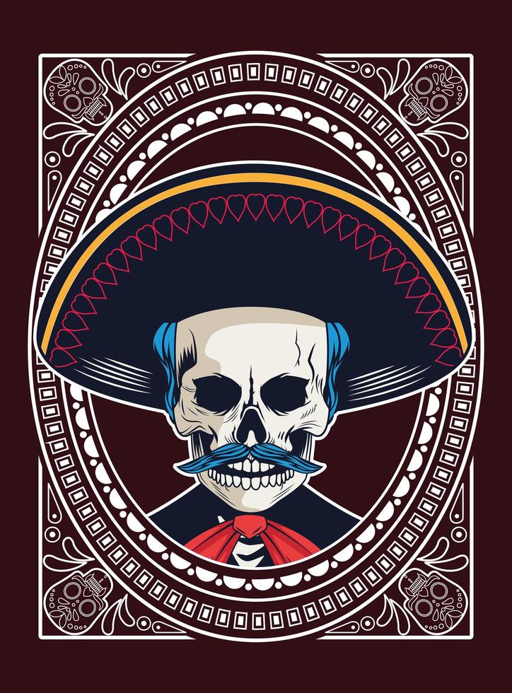 dia de los muertos poster with mariachi skull vector