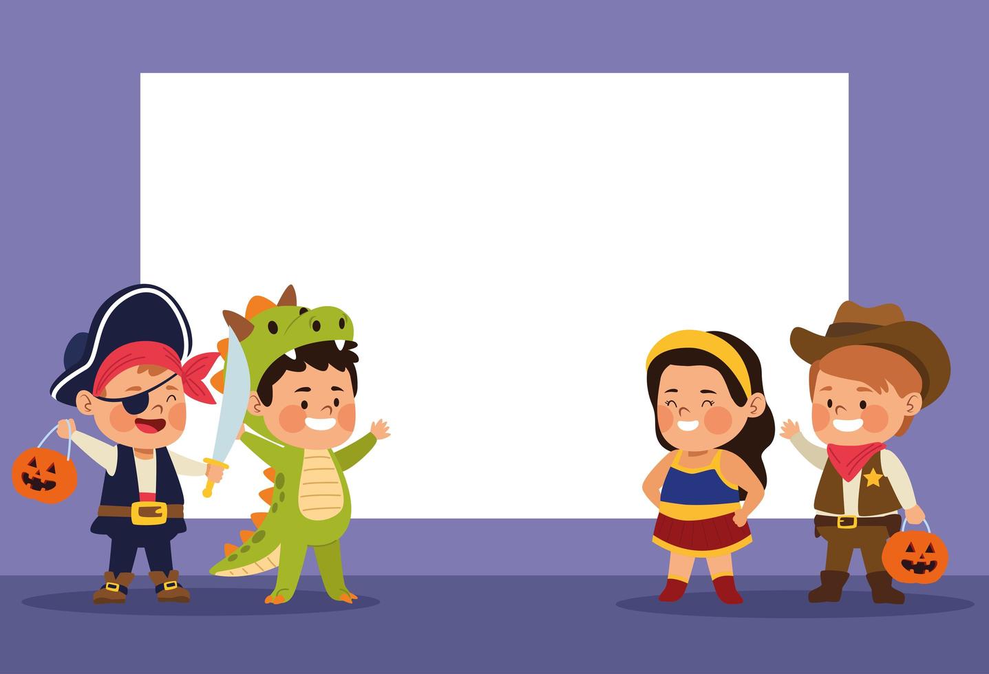 cute little kids dressed as a differents characters vector