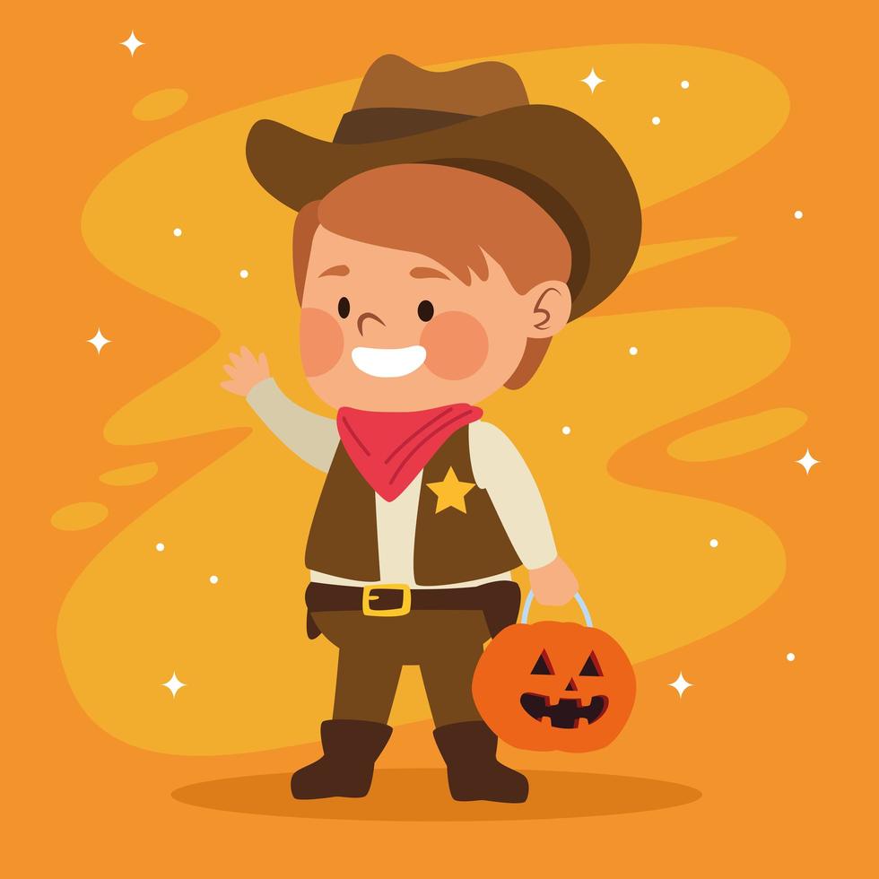 lindo niño vestido como un personaje de vaquero vector