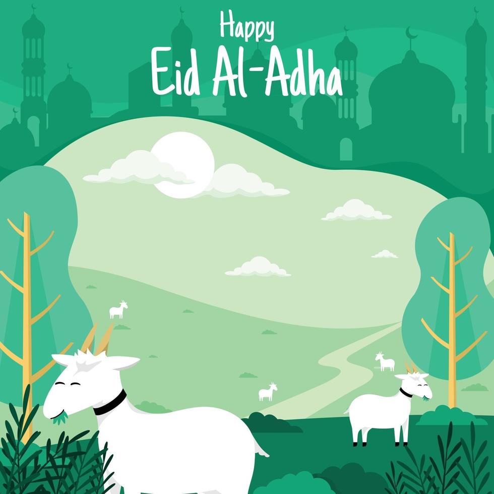 Eid Al Adha Goat field vector