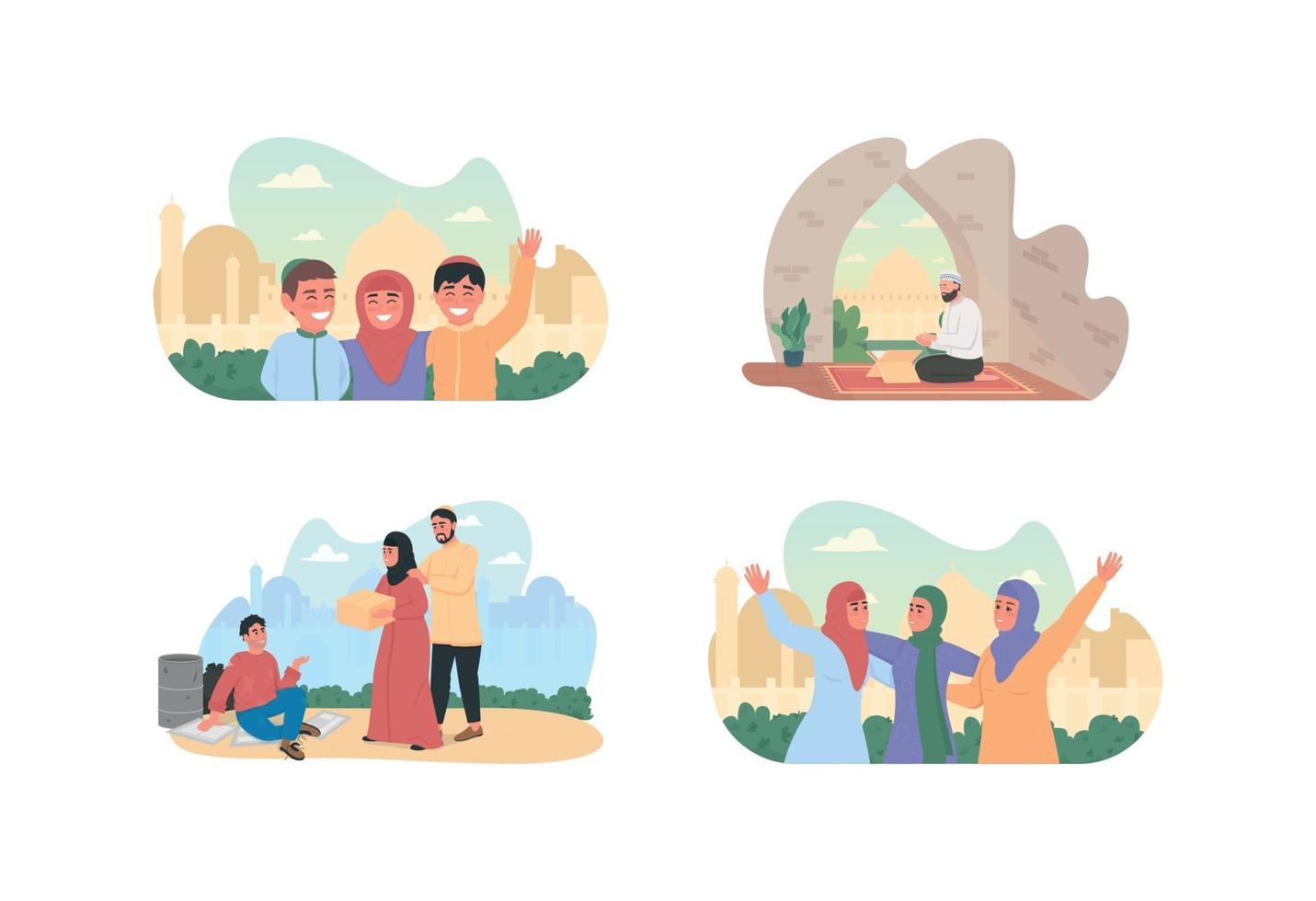 Arabian culture 2D vector web banner set