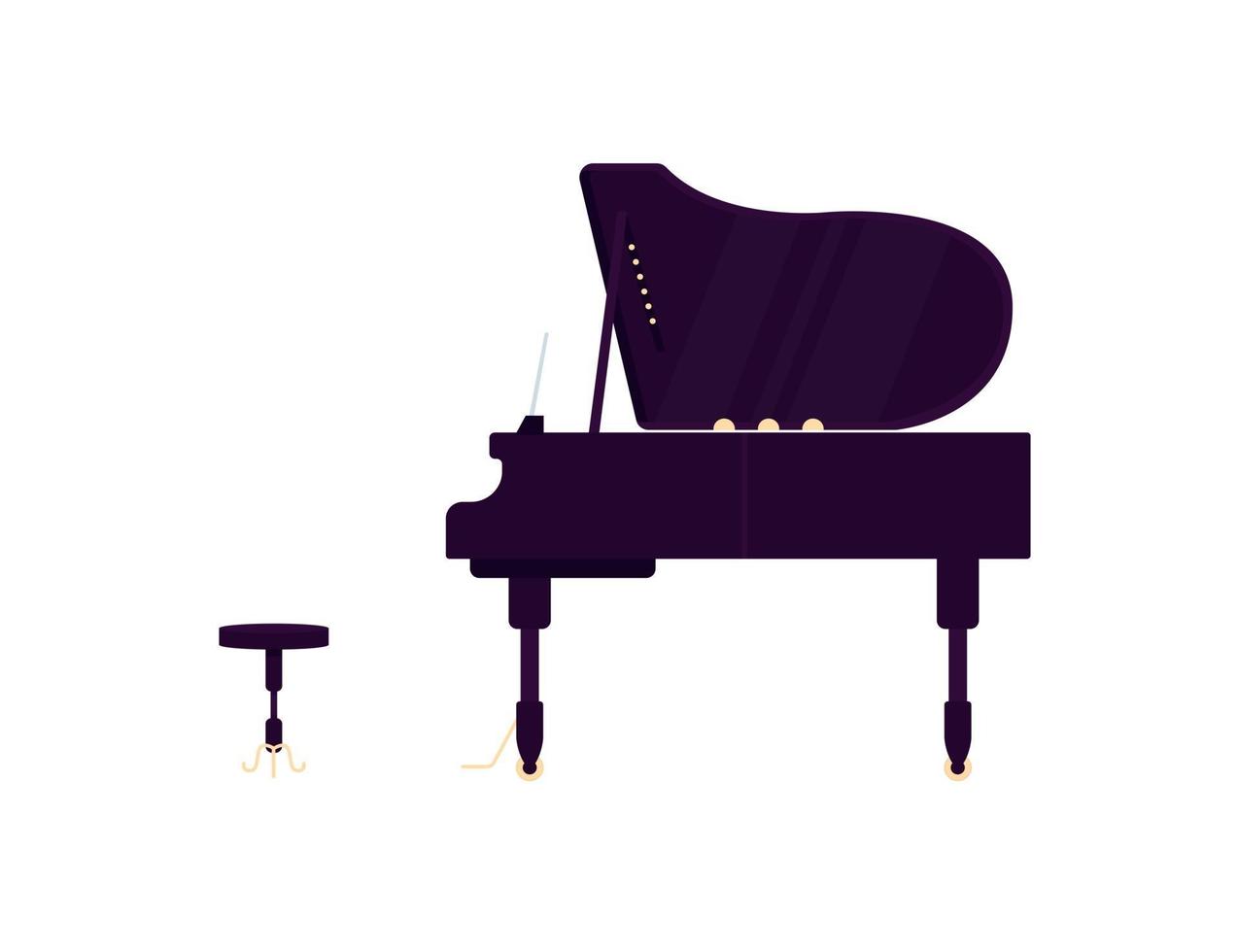 objeto de vector de color plano de piano negro de cola