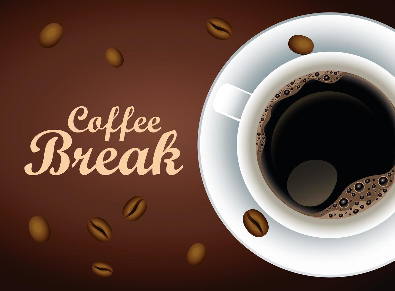 coffee break lettering poster with cup and seeds vector