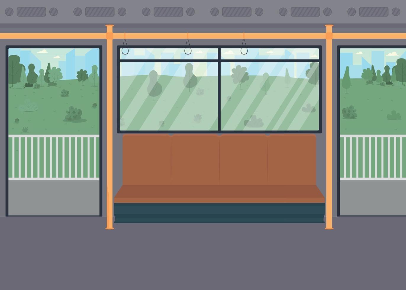 Ilustración de vector de color plano de tren público vacío