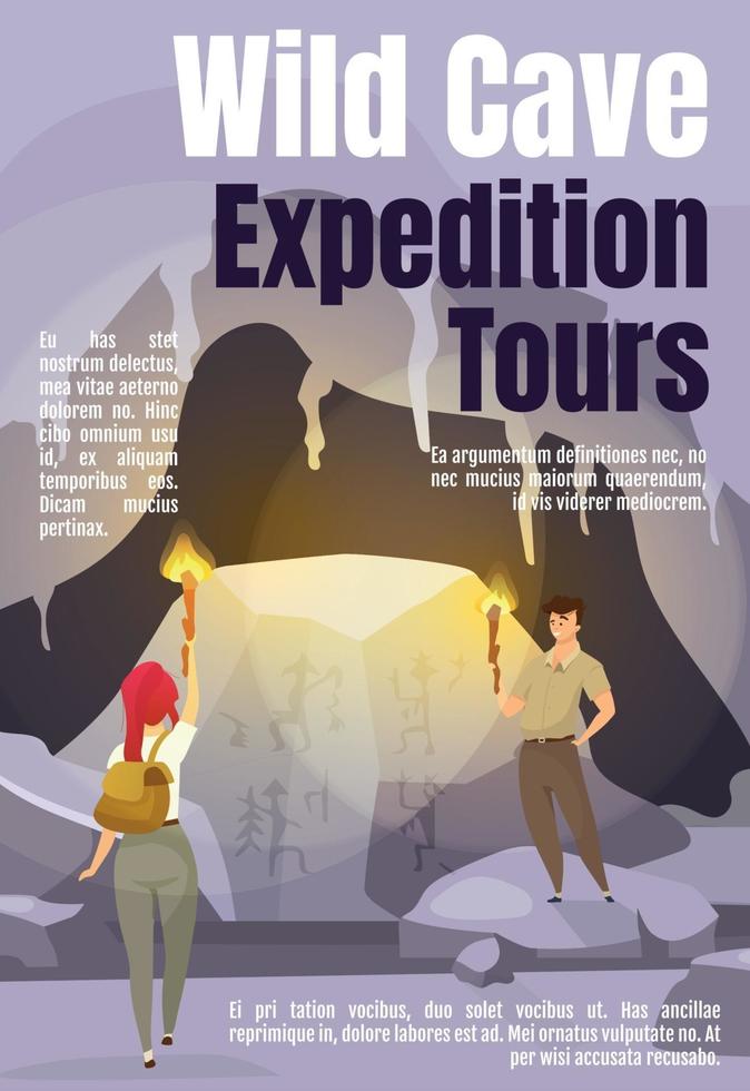 Wild cave expedition tours magazine cover template vector