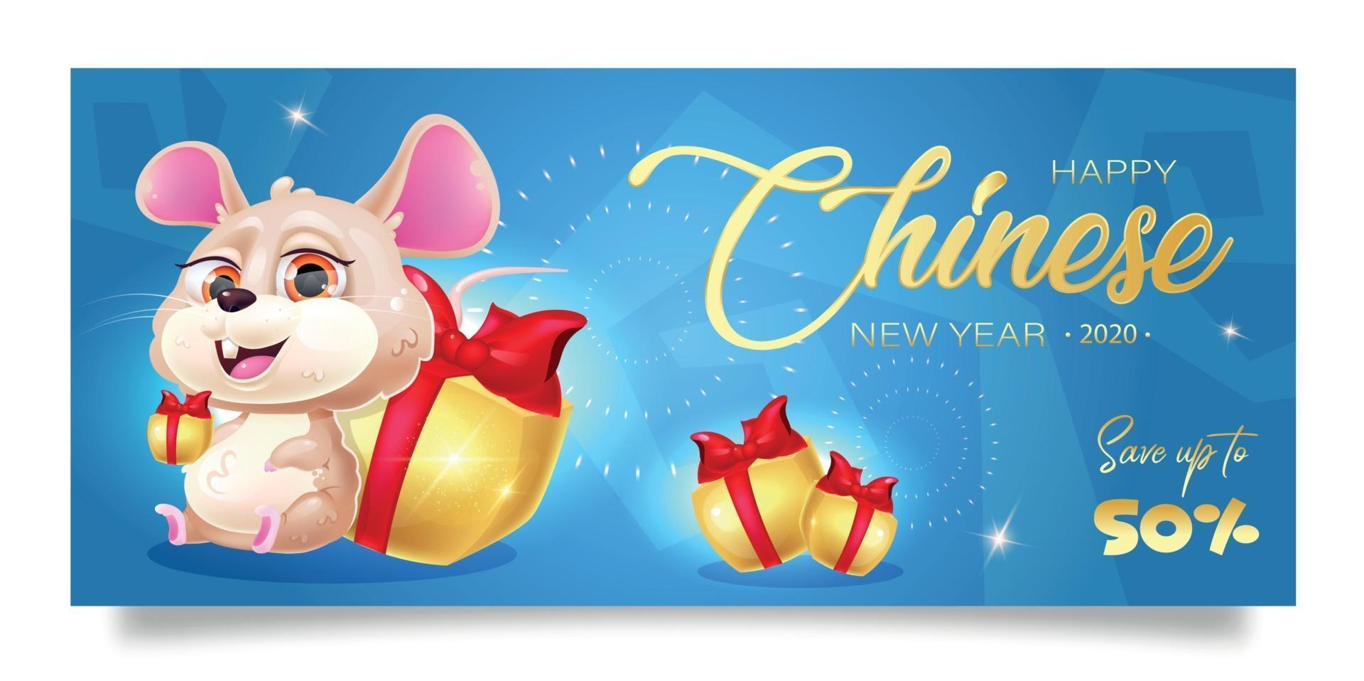 Happy Chinese New Year sale banner cartoon template vector