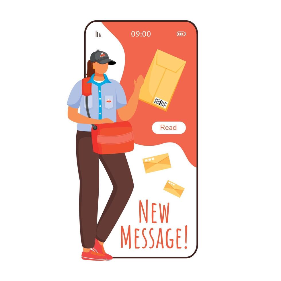 New message cartoon smartphone vector app screen