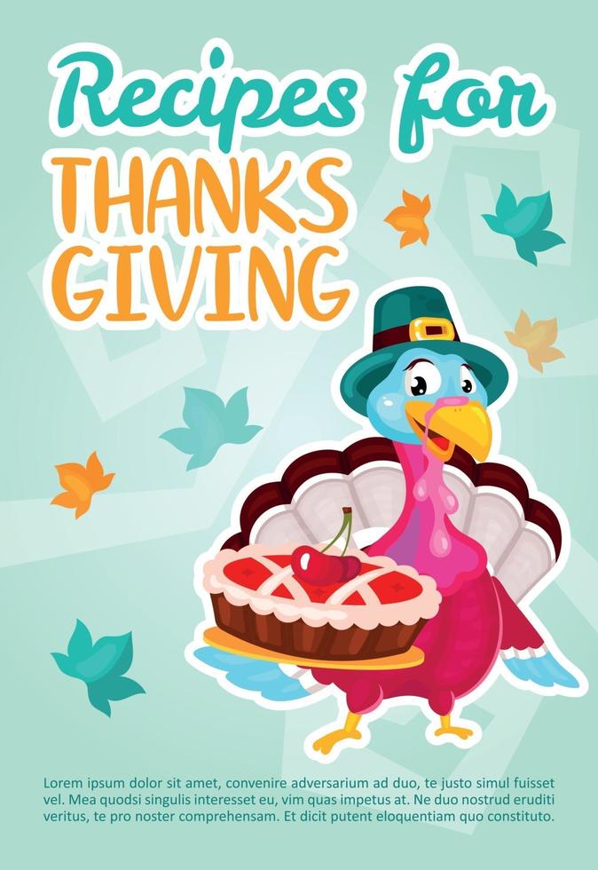 Recipes for Thanksgiving day poster vector template