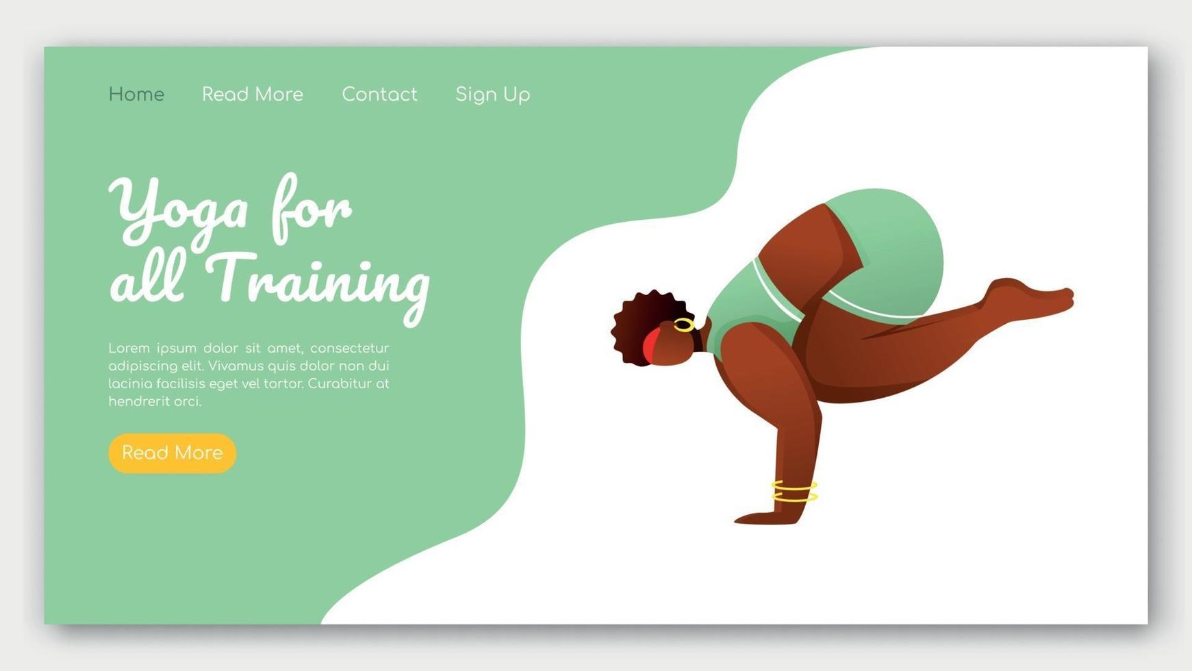 Yoga for all training landing page vector template