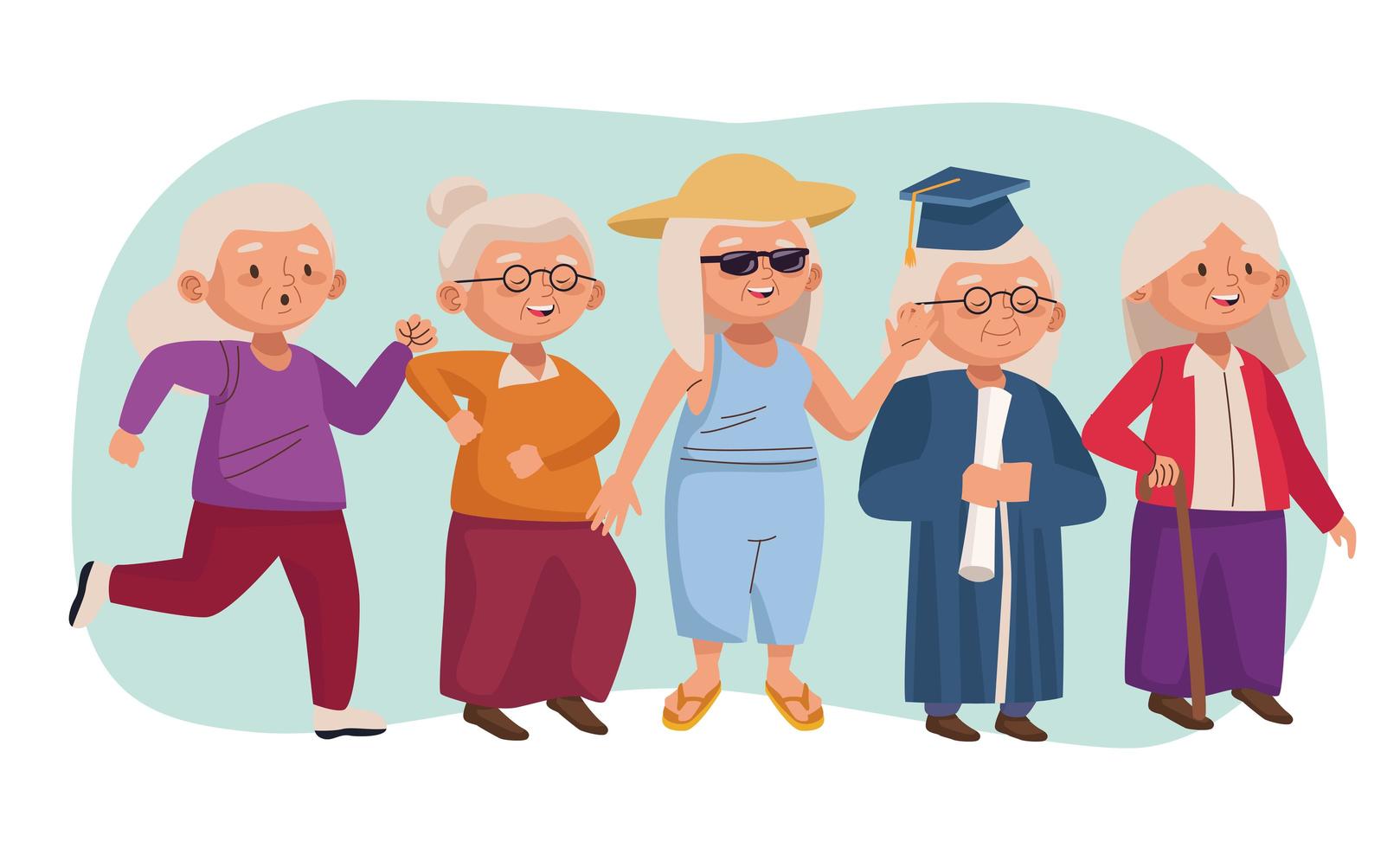 old people active seniors characters vector