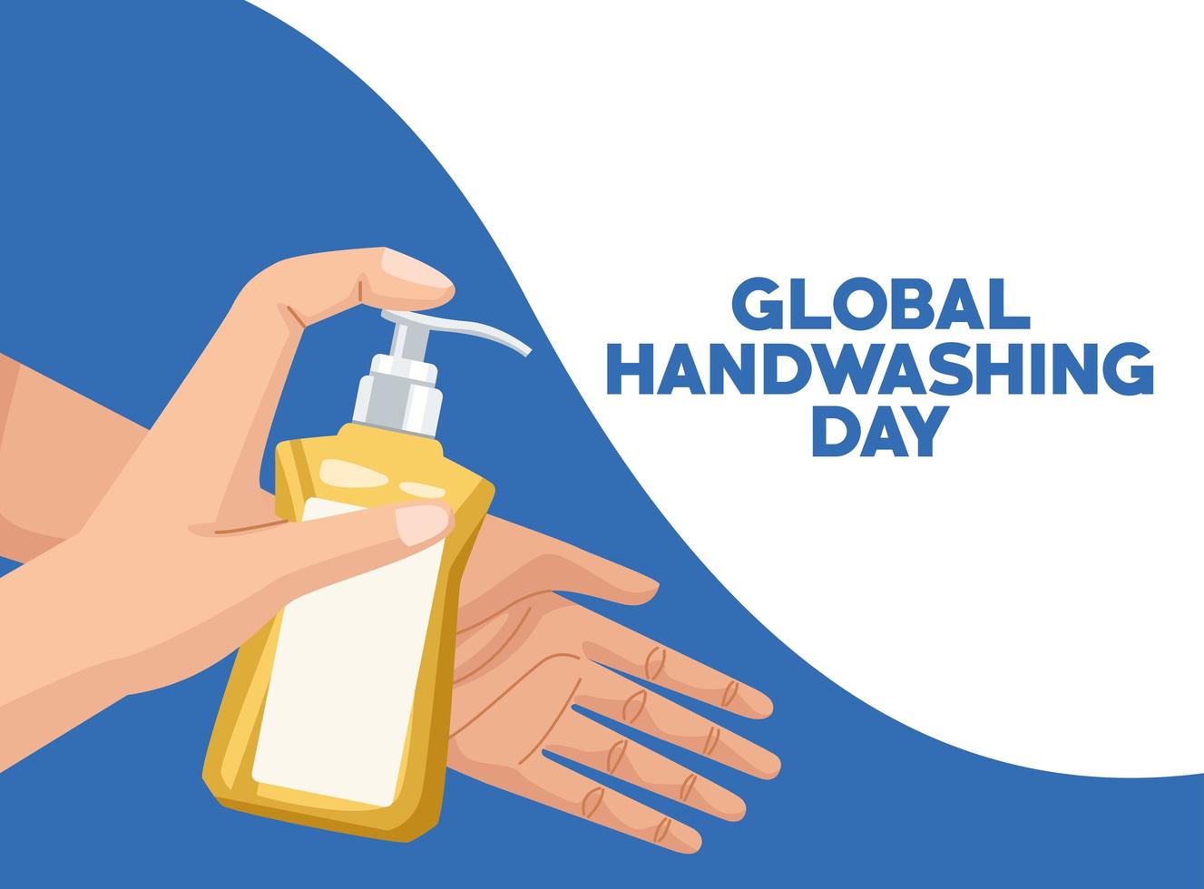 campaña del día mundial del lavado de manos con manos usando una botella de jabón vector