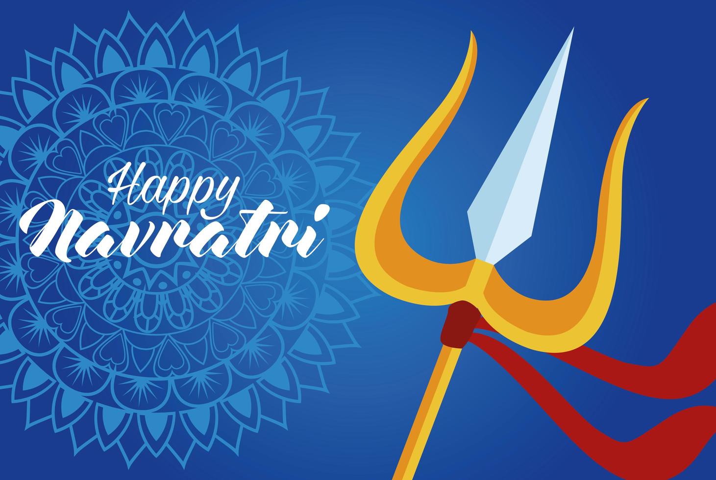 happy navratri celebration card with trident and lettering vector