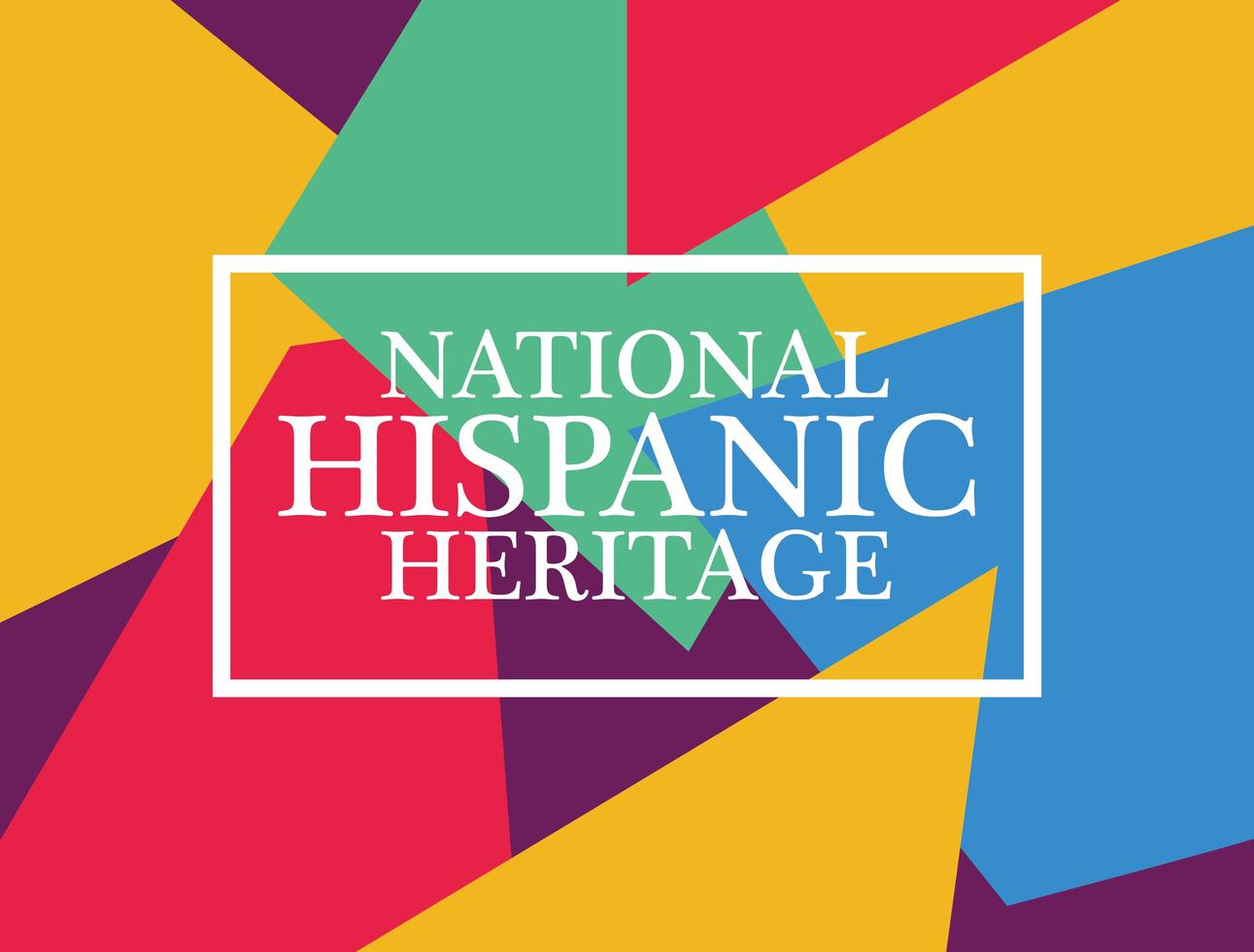 national hispanic heritage label in multicolor background vector
