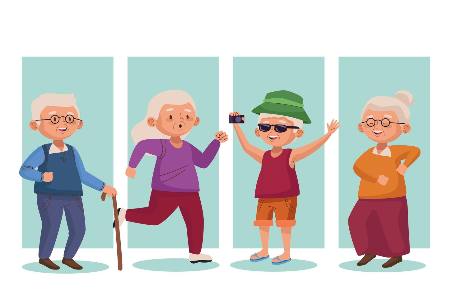 old group people active seniors characters vector