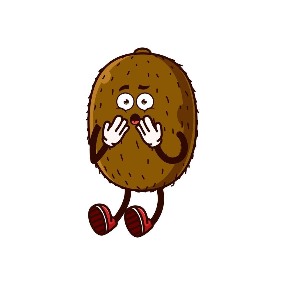 lindo personaje de kiwi personaje de fruta sorprendida vector